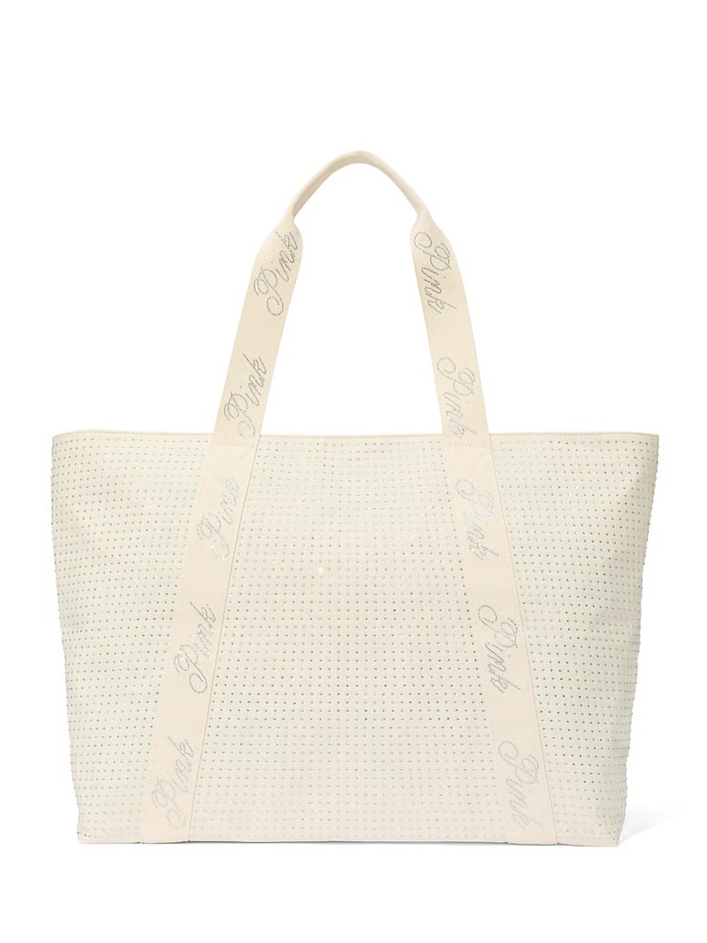 PINK Victoria’s Secret Rhinestone Large Tote Bag In Color Cream